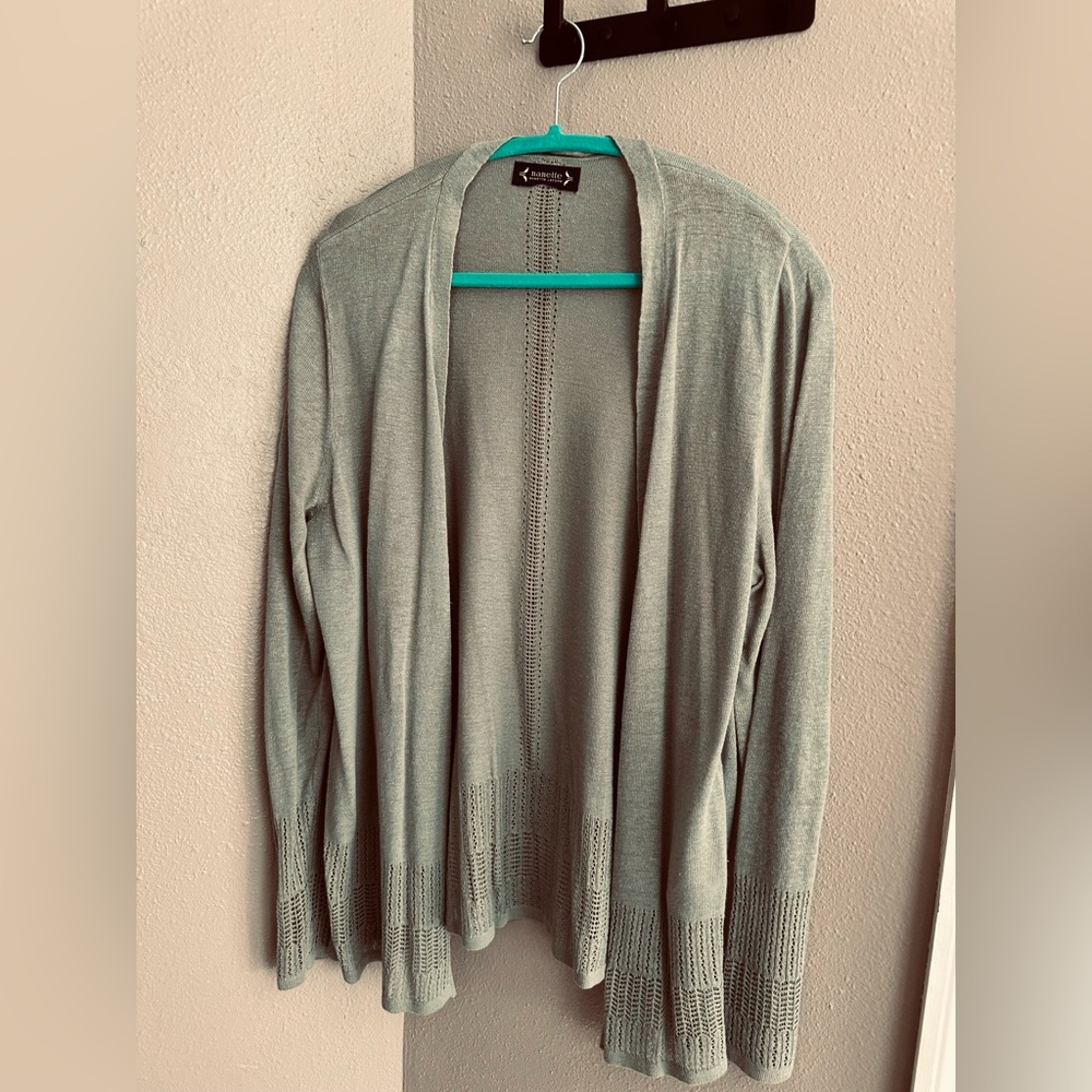 Two Open-Front Cardigans - Light Green & White